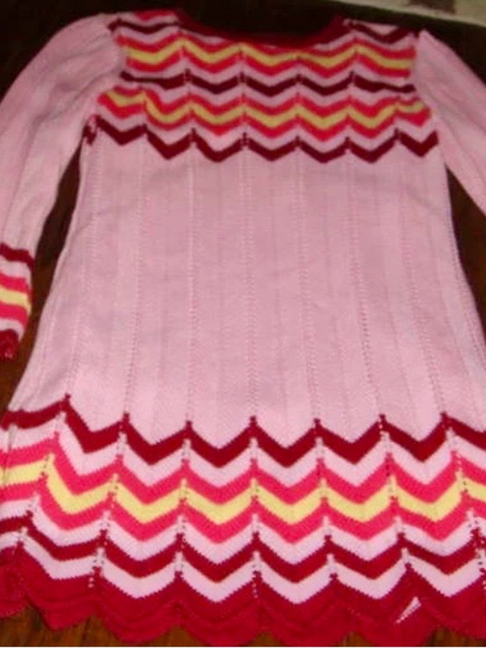 Hanna Andersson Pink Chevron Knit Scoop-Neck Sweater